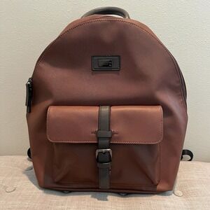 Ted Baker London Eazey Backpack Faux Leather Brown Textured Laptop Bag‎